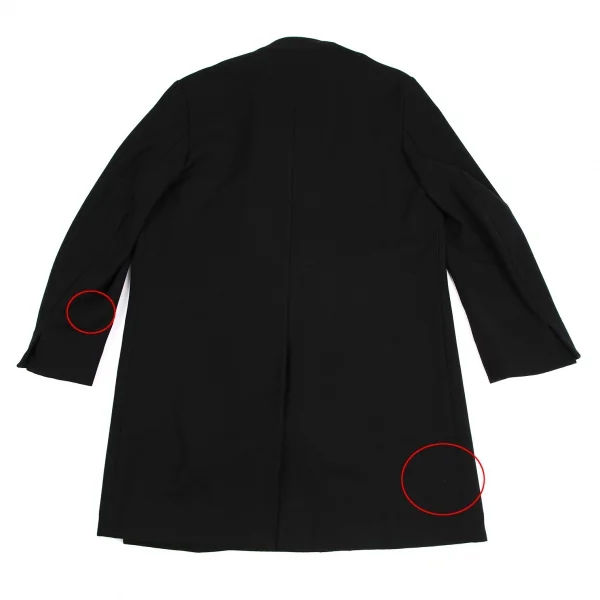 ワイズY's ウールスタンドカラーボタンレスロングジャケット 黒3 K-113574_014