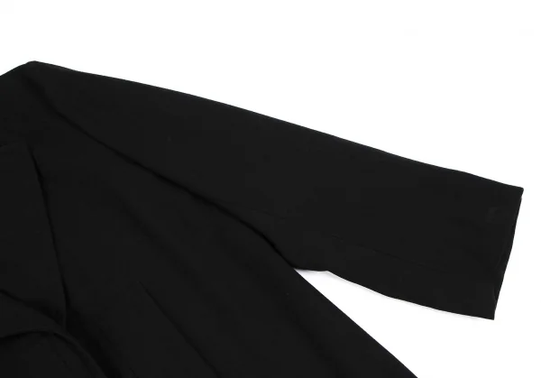 ワイズY's ウールスタンドカラーボタンレスロングジャケット 黒3 K-113574_005