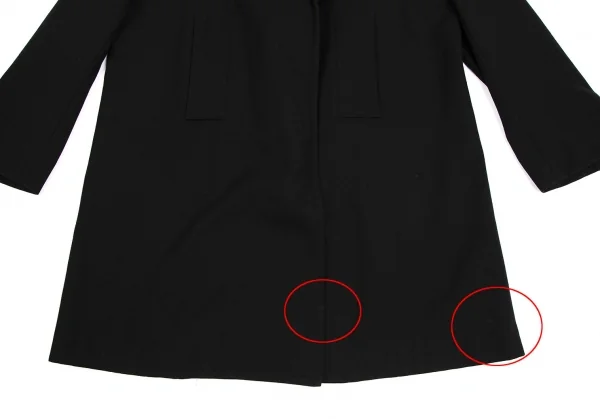 ワイズY's ウールスタンドカラーボタンレスロングジャケット 黒3 K-113574_009