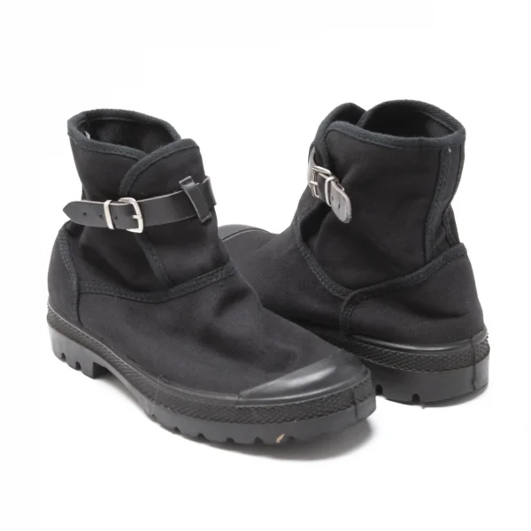 バーニーズニューヨークBARNEYS NEW YORK キャンバスラバーブーツ 黒38(24cm位) K-113597_001