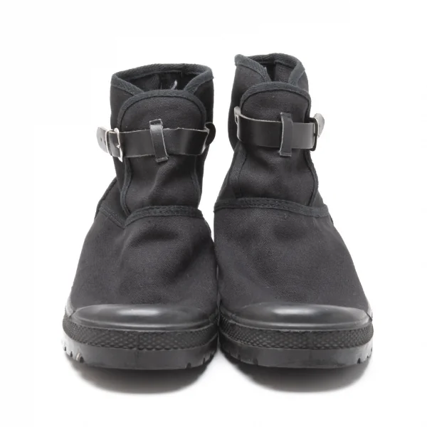 バーニーズニューヨークBARNEYS NEW YORK キャンバスラバーブーツ 黒38(24cm位) K-113597_002