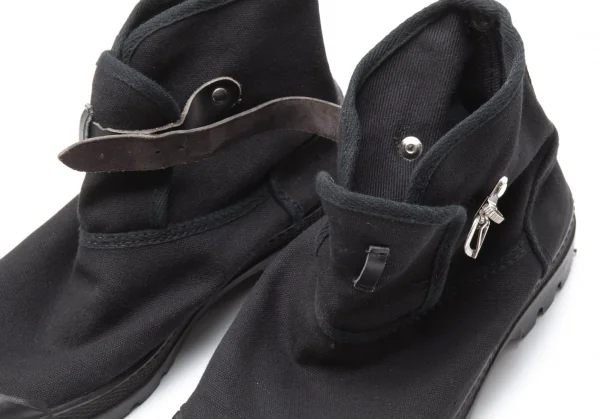 バーニーズニューヨークBARNEYS NEW YORK キャンバスラバーブーツ 黒38(24cm位) K-113597_005