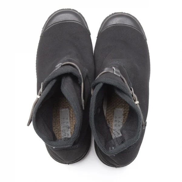 バーニーズニューヨークBARNEYS NEW YORK キャンバスラバーブーツ 黒38(24cm位) K-113597_009