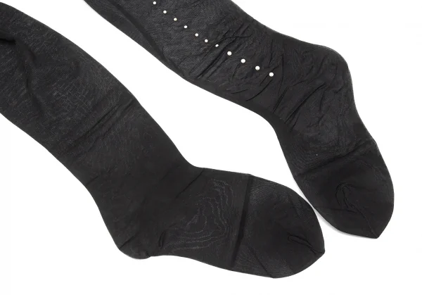 新品!ジャンニヴェルサーチGIANNI VERSACE パールラインストッキング 黒S~M K-113598_006