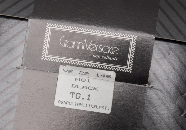 新品!ジャンニヴェルサーチGIANNI VERSACE パールラインストッキング 黒S~M K-113598_008