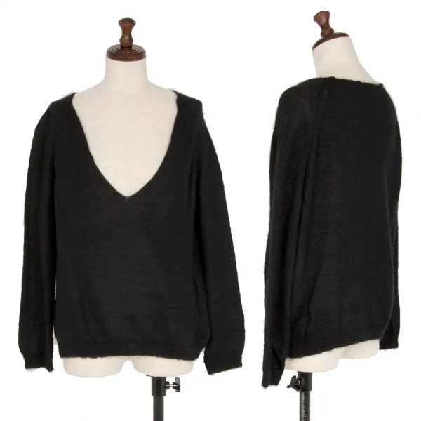 イザベルマランエトワールISABEL MARANT ETOILE モヘヤナイロン深Vネックニットセーター 黒1 K-113627_001