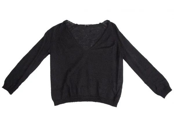 イザベルマランエトワールISABEL MARANT ETOILE モヘヤナイロン深Vネックニットセーター 黒1 K-113627_002