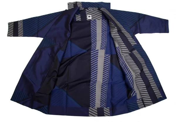 イッセイミヤケ アイム メンISSEY MIYAKE IM MEN STEP バイアスストライプカットジャガードパッカブルコート 青M位 K-113631_013