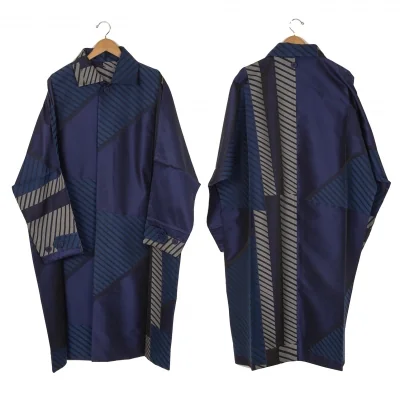 イッセイミヤケ アイム メンISSEY MIYAKE IM MEN STEP バイアスストライプカットジャガードパッカブルコート