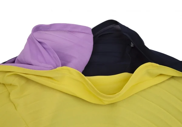 イッセイミヤケISSEY MIYAKE LINK RINGS トリカラーリングプリーツトップス 紺黄水色2 K-113646_005