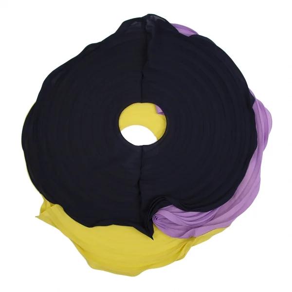 イッセイミヤケISSEY MIYAKE LINK RINGS トリカラーリングプリーツトップス 紺黄水色2 K-113646_009