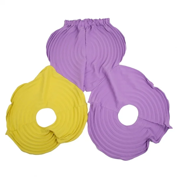 イッセイミヤケISSEY MIYAKE LINK RINGS バイカラーリングプリーツパンツ パープル黄2 K-113649_002