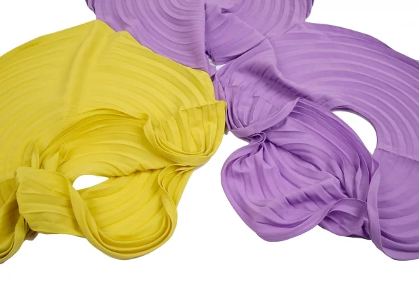 イッセイミヤケISSEY MIYAKE LINK RINGS バイカラーリングプリーツパンツ パープル黄2 K-113649_008