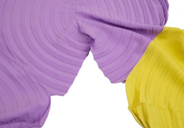 イッセイミヤケISSEY MIYAKE LINK RINGS バイカラーリングプリーツパンツ パープル黄2 K-113649_010