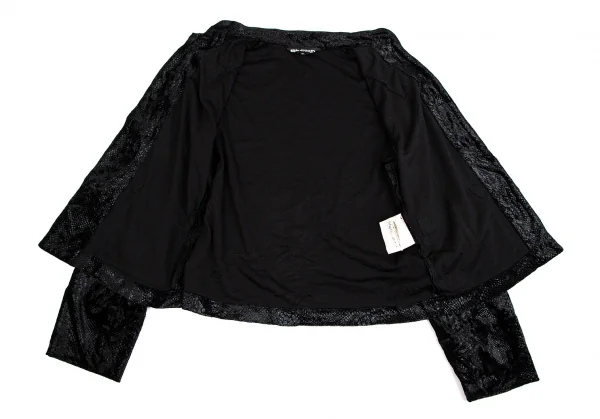 ブラックコムデギャルソンBLACK COMME des GARCONS パイソンプリントベロアチャイナジャケット 黒XS K-113651_010