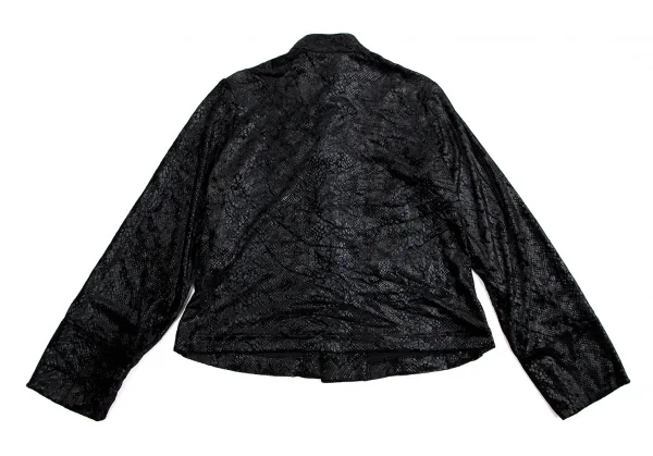 ブラックコムデギャルソンBLACK COMME des GARCONS パイソンプリントベロアチャイナジャケット 黒XS K-113651_011