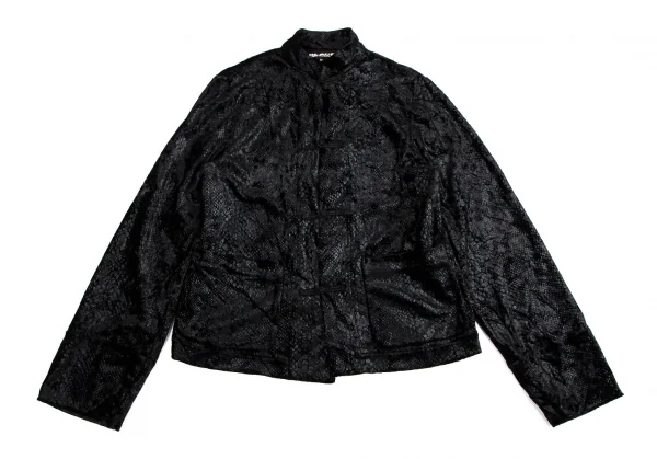 ブラックコムデギャルソンBLACK COMME des GARCONS パイソンプリントベロアチャイナジャケット 黒XS K-113651_002