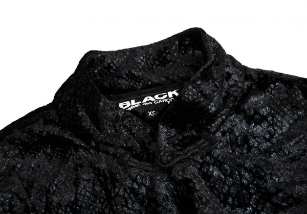 ブラックコムデギャルソンBLACK COMME des GARCONS パイソンプリントベロアチャイナジャケット 黒XS K-113651_004