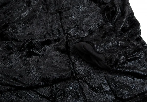 ブラックコムデギャルソンBLACK COMME des GARCONS パイソンプリントベロアチャイナジャケット 黒XS K-113651_007