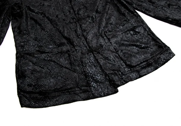 ブラックコムデギャルソンBLACK COMME des GARCONS パイソンプリントベロアチャイナジャケット 黒XS K-113651_008