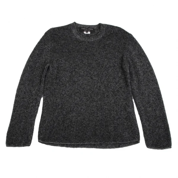 COMME des GARCONS HOMME PLUS Crew Neck Glitter Knit Sweater Black,Silver M K-113656_001