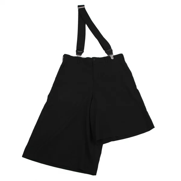 コムデギャルソン オムプリュスCOMME des GARCONS HOMME PLUS ウールワンショルダーアシンメトリーハーフパンツ 黒XS K-113658_001