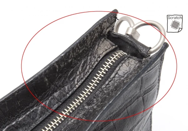 ジャンポールゴルチエJean Paul GAULTIER クロコ型押しレザーショルダーバッグ 黒 K-113683_015