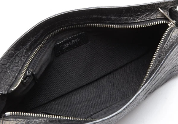 ジャンポールゴルチエJean Paul GAULTIER クロコ型押しレザーショルダーバッグ 黒 K-113683_017