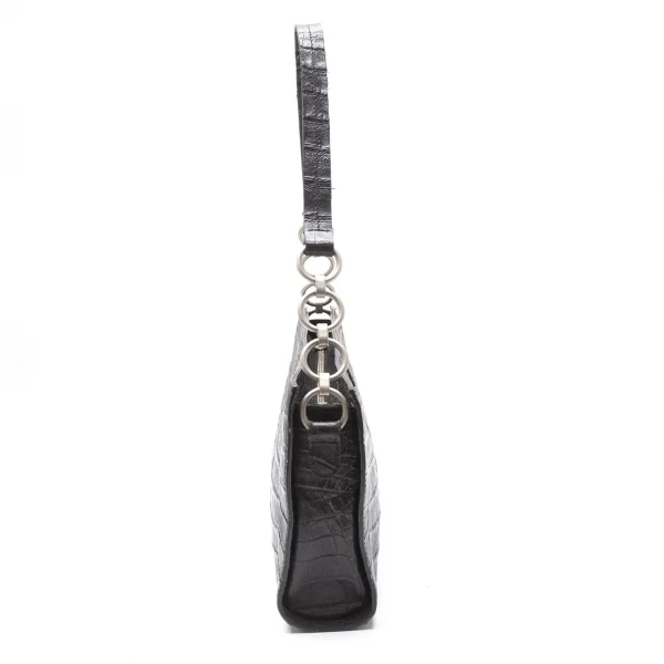 ジャンポールゴルチエJean Paul GAULTIER クロコ型押しレザーショルダーバッグ 黒 K-113683_004