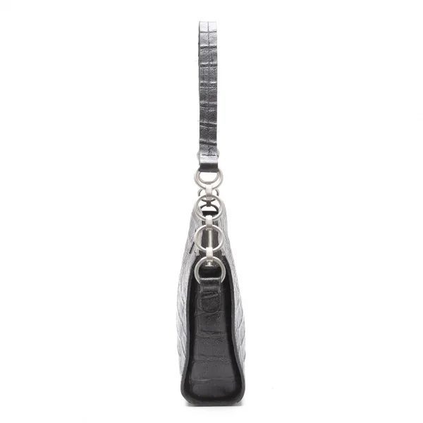 ジャンポールゴルチエJean Paul GAULTIER クロコ型押しレザーショルダーバッグ 黒 K-113683_007