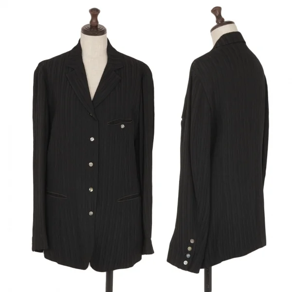 ツモリチサトTSUMORI CHISATO シャドーリップルストライプジャケット 黒M K-113689_001