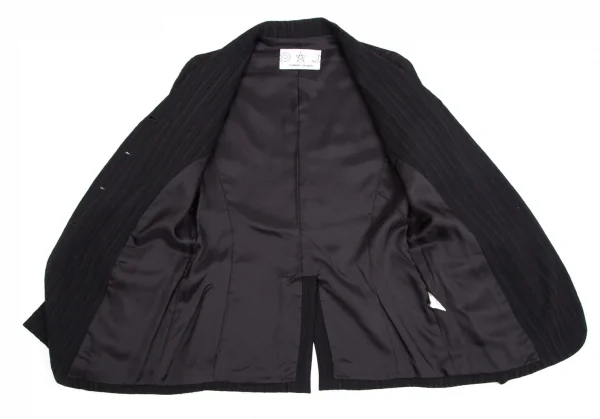 ツモリチサトTSUMORI CHISATO シャドーリップルストライプジャケット 黒M K-113689_012