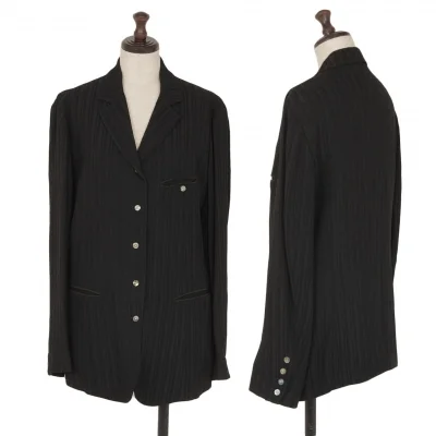 ツモリチサトTSUMORI CHISATO シャドーリップルストライプジャケット 黒