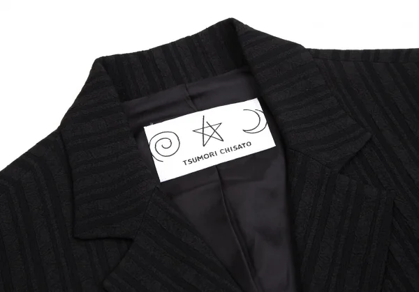 ツモリチサトTSUMORI CHISATO シャドーリップルストライプジャケット 黒M K-113689_004