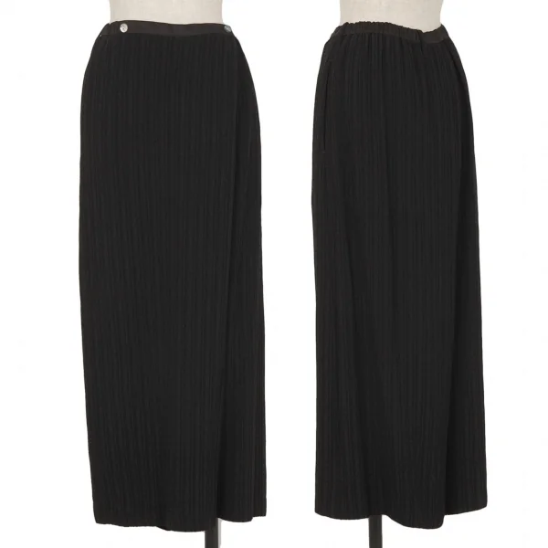 ツモリチサトTSUMORI CHISATO シャドーリップルストライプハーフラップワイドパンツ 黒M K-113690_001