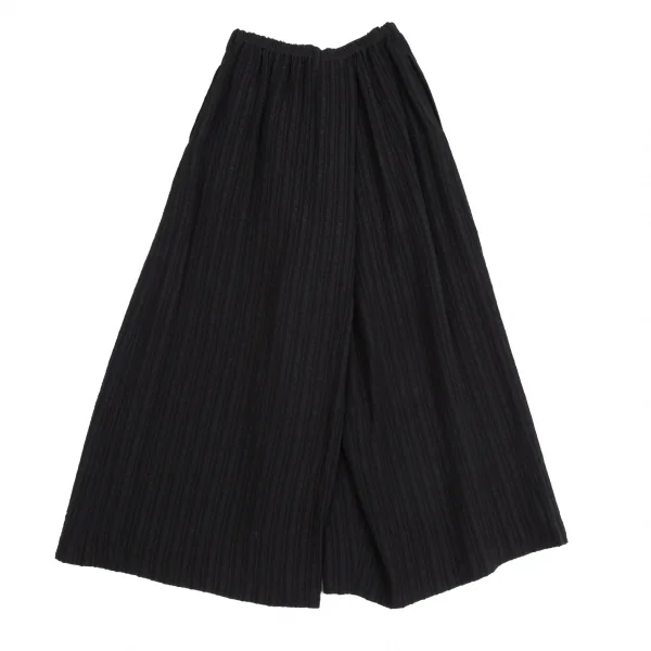 ツモリチサトTSUMORI CHISATO シャドーリップルストライプハーフラップワイドパンツ 黒M K-113690_010