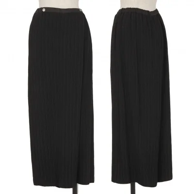 ツモリチサトTSUMORI CHISATO シャドーリップルストライプハーフラップワイドパンツ 黒
