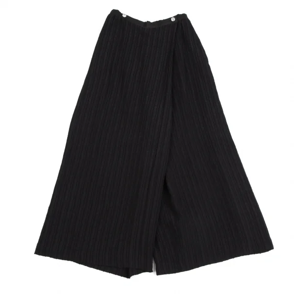 ツモリチサトTSUMORI CHISATO シャドーリップルストライプハーフラップワイドパンツ 黒M K-113690_002