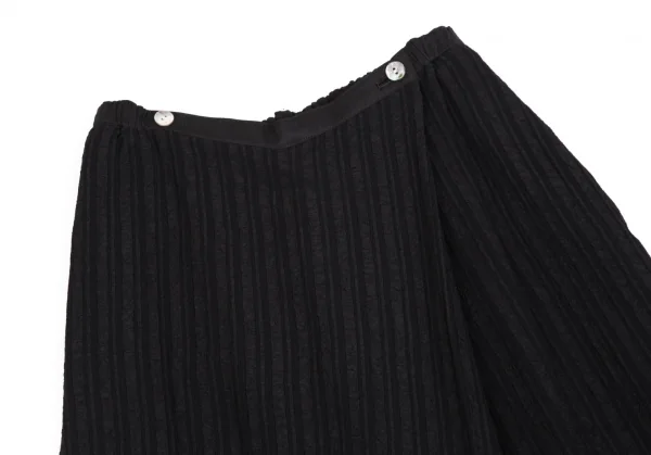 ツモリチサトTSUMORI CHISATO シャドーリップルストライプハーフラップワイドパンツ 黒M K-113690_003