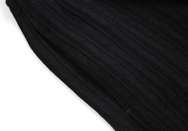 ツモリチサトTSUMORI CHISATO シャドーリップルストライプハーフラップワイドパンツ 黒M K-113690_005