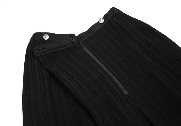 ツモリチサトTSUMORI CHISATO シャドーリップルストライプハーフラップワイドパンツ 黒M K-113690_006