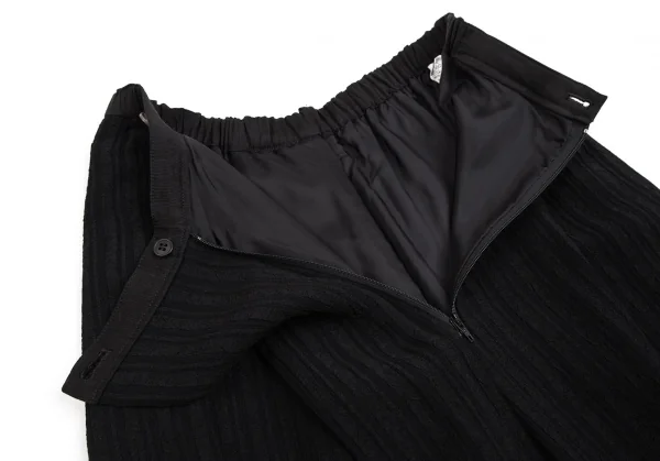 ツモリチサトTSUMORI CHISATO シャドーリップルストライプハーフラップワイドパンツ 黒M K-113690_007