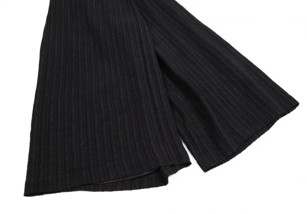 ツモリチサトTSUMORI CHISATO シャドーリップルストライプハーフラップワイドパンツ 黒M K-113690_008