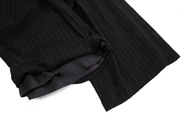 ツモリチサトTSUMORI CHISATO シャドーリップルストライプハーフラップワイドパンツ 黒M K-113690_009