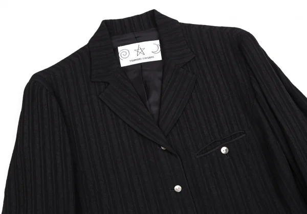 ツモリチサトTSUMORI CHISATO シャドーリップルストライプセットアップスーツ 黒M K-113691_004