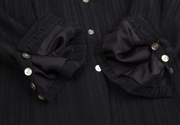 ツモリチサトTSUMORI CHISATO シャドーリップルストライプセットアップスーツ 黒M K-113691_009