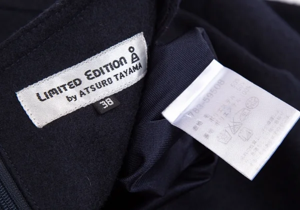 リミテッドエディション アツロウタヤマ LIMITED EDITION by ATSURO TAYAMA ウール深Vネックノースリーブワンピース 紺38 K-113693_011