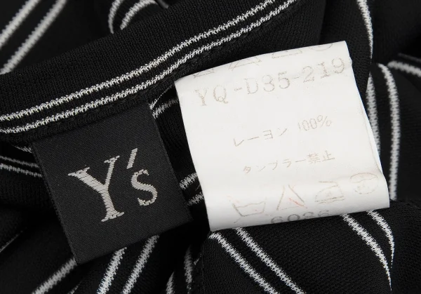 ワイズY's レーヨンボーダーノースリーブワンピース 黒M位 K-113694_017