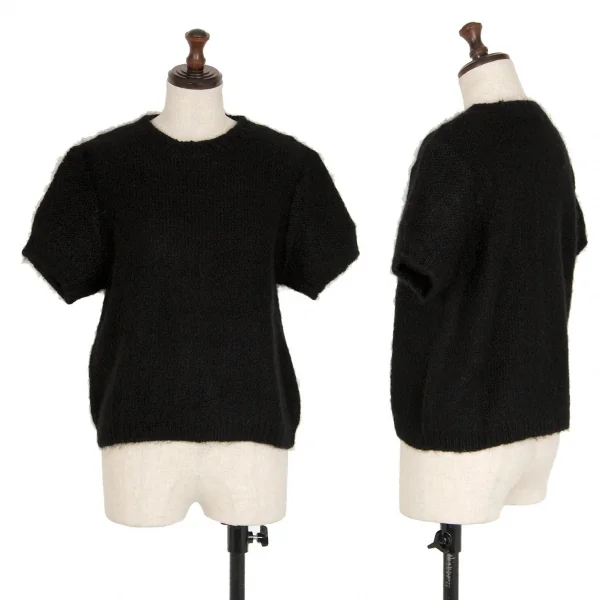 ジャンポールゴルチエJean Paul GAULTIER PARIS ウールアクリル半袖ニットセーター 黒48 K-113701_001