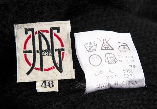 ジャンポールゴルチエJean Paul GAULTIER PARIS ウールアクリル半袖ニットセーター 黒48 K-113701_010